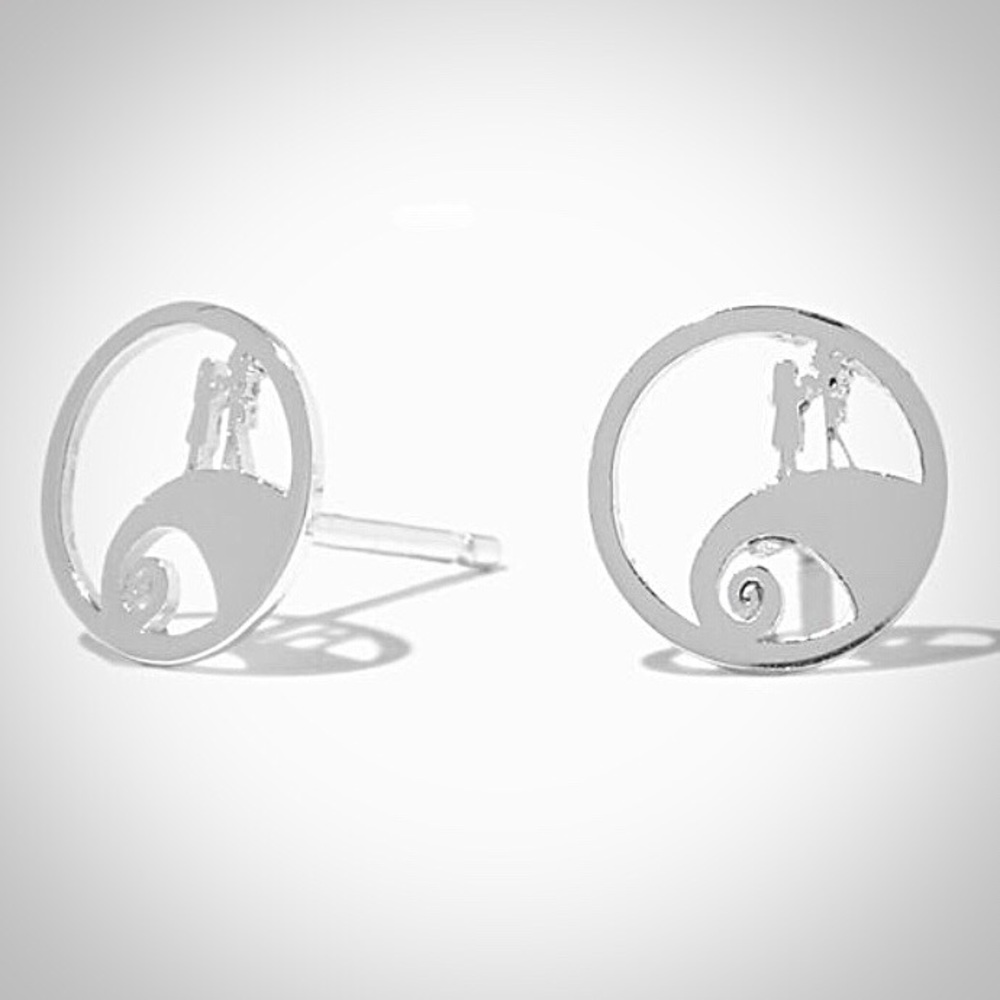 Sterling Silver Disney Nightmare Before Christmas Jack and Sally Stud Earrings - Picture 2 of 7